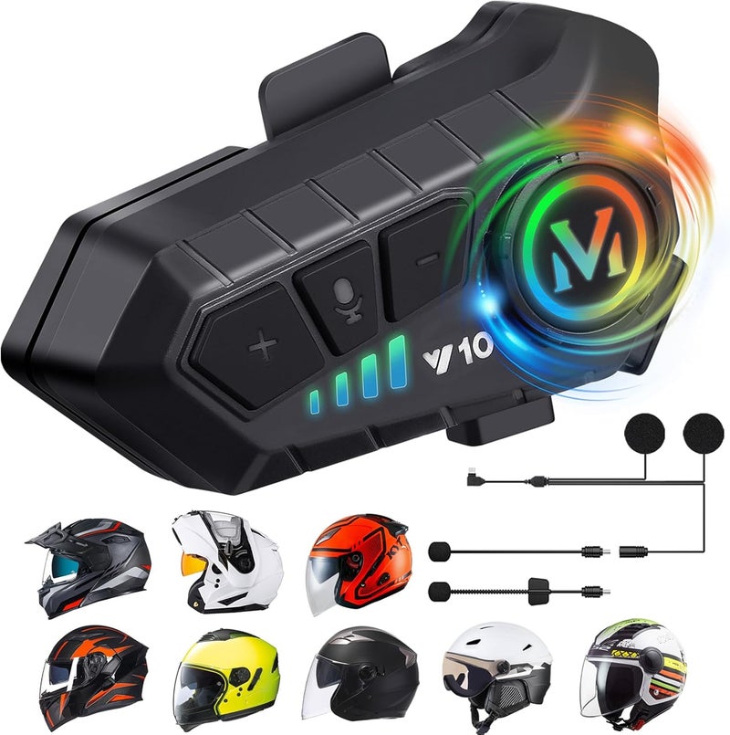 FEYA Motorcycle Helmet Speakers High Battery Life Helmet Headphone IPX6 Automatic Answer/Call Music Control/Intelligent Noise/Wake up Siri, 2 Different Types of Mic - Compatible with All Helmets - Image 1
